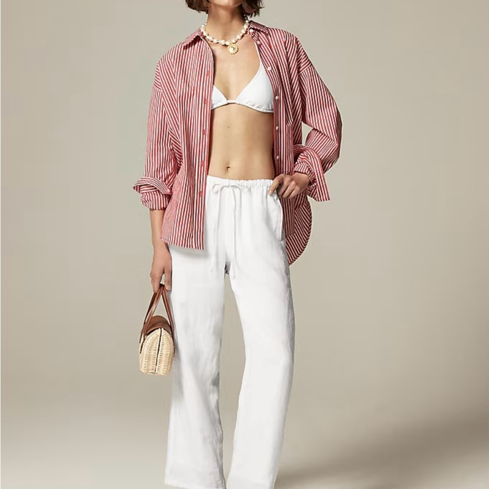 J. Crew White Soleil Linen pants